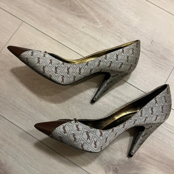 YSL yves Saint Laurent authentic monogram pumps size jacquard